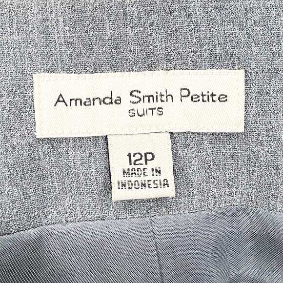 AMANDA SMITH Petite 2 Piece Suit Formal Suit Jacket & Suit Pant lGray Size 10P - Picture 6 of 10
